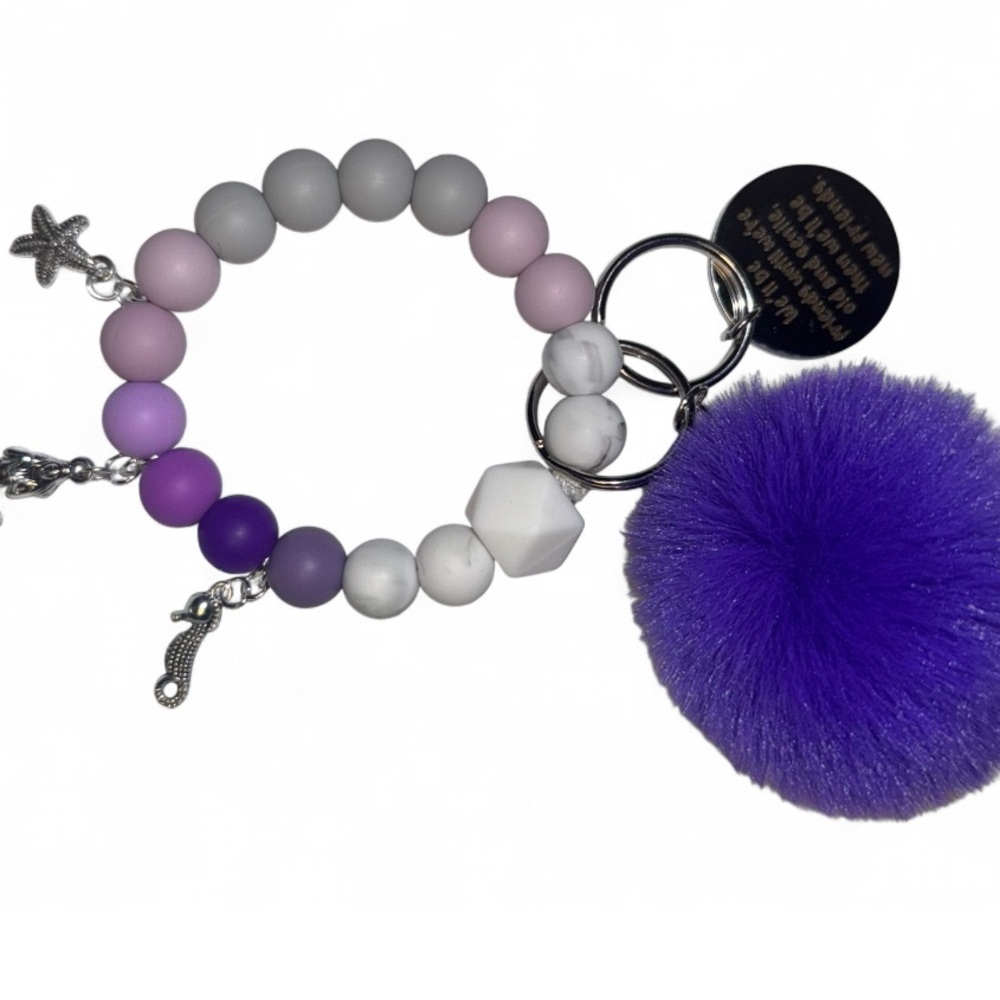 Beach,Please! BFF Womens Silicone Beaded Keychain
